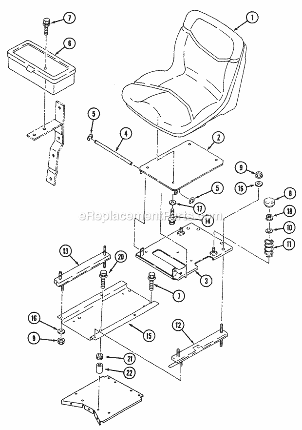 Seat And Tool Box Diagram and Parts List for 544-434D100, 545-434D100, 546-434D100 Cub Cadet Lawn Tractor